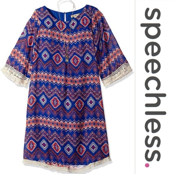 Speechless Other - Speechless Boho Tribal Lace‎ Shift Dress & Necklace